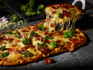 Broccoli Cheddar Soup Flatbread Pizza