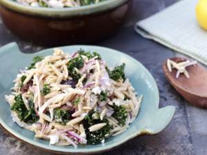 Kale and Orzo Salad in a bowl