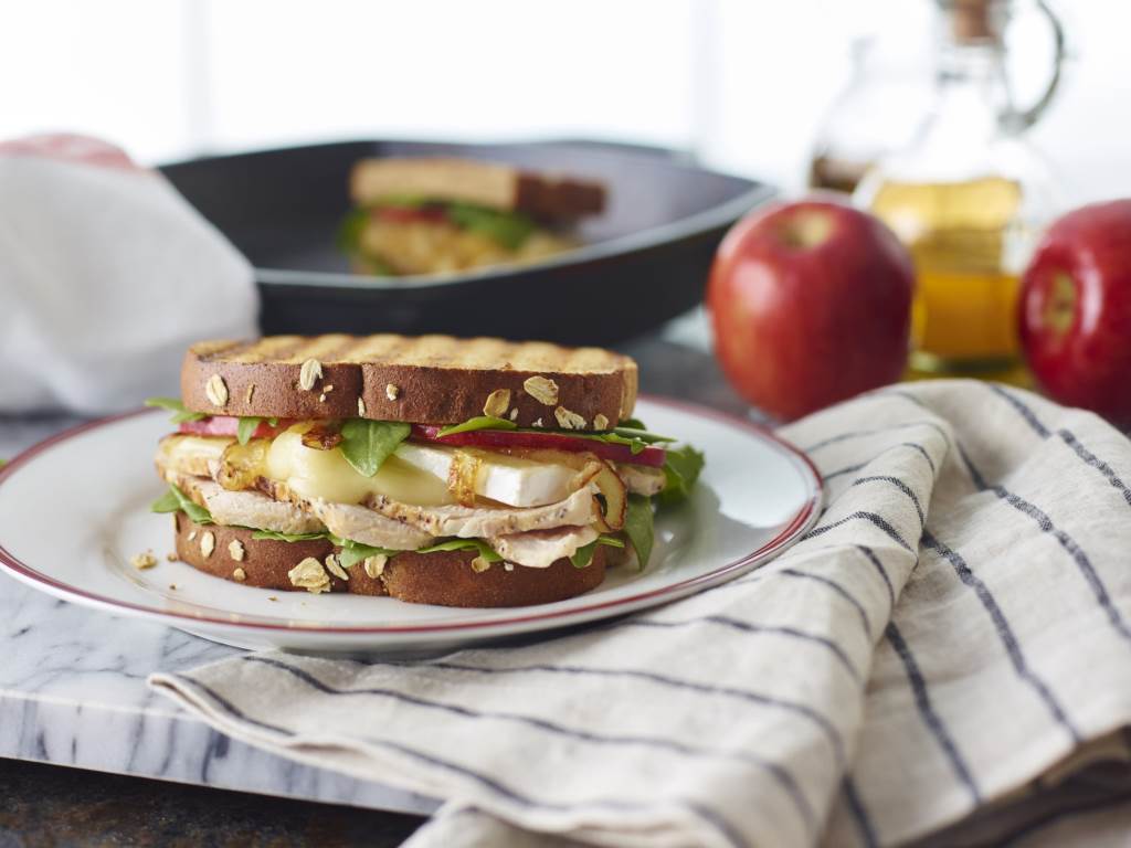 Turkey Apple Brie Panini on plate